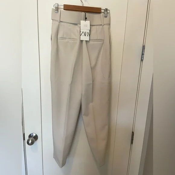 ZARA NWT high-waisted pants with fabric-covered belt SZ M NEW ! - Picture 5 of 6